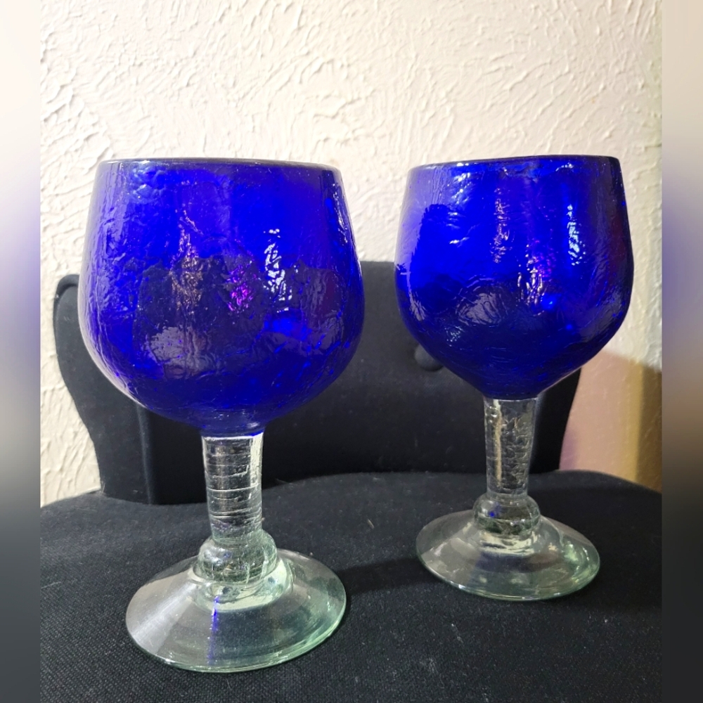 Beautiful Colbalt Blue Mexican Wine Glasses